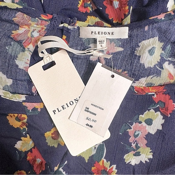 Pleione Colourful Floral Flowy Navy Lightweight Tunic - Picture 3 of 3